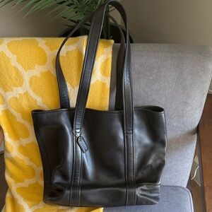 Coach Black Leather Tote Bag